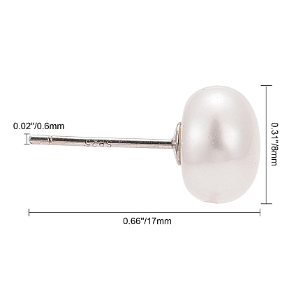 Valentine Presents for Her 925 Sterling Silver Ball Stud Earrings, with Pearl Beads