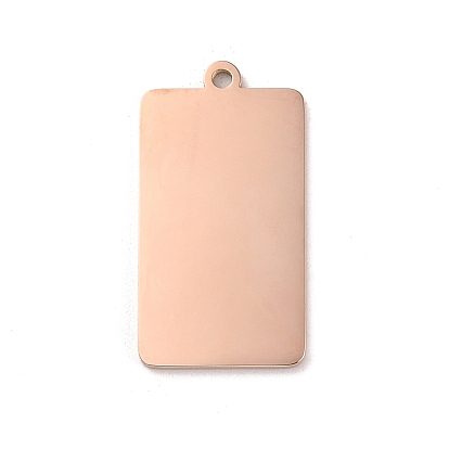 Ion Plating(IP) 304 Stainless Steel Stamping Blank Tag Pendants, Laser Cut, Rectangle Charm