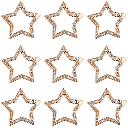 10 шт. цинковый сплав, кристаллы, стразы, пружинные затворные кольца, звезда
