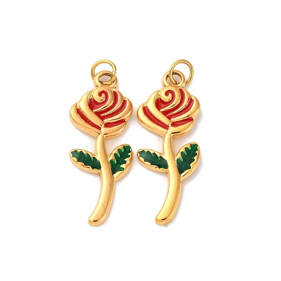 304 нержавеющей стальной эмали подвески, очарование розы, с целью перехода в кольце, ионное покрытие (ip)