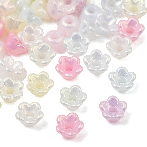 Perles acryliques opaques, éclat doré, fleur