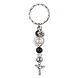 Alloy Key Charms Keychains, with Acrylic Beads and Iron Split Ring