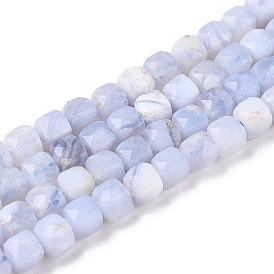 Natural Blue Lace Agate Beads Strands, Faceted, Cube