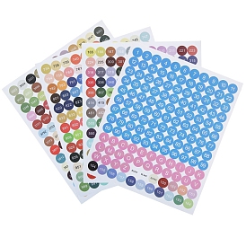 4 Sheets Rainbow Color Paper Diamond Dot Number Stickers, Diamond Painting Storage Containers Art Sticker Labels