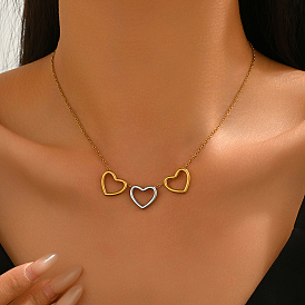 Двухцветные подвески в виде тройного сердца из нержавеющей стали для женщин.