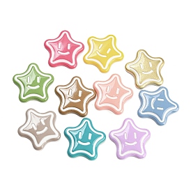 Opaque Resin Cabochons, Star with Smiling Face