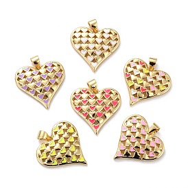 Eco-friendly Brass Enamel Pendants, Long-Lasting Plated, Real 18K Gold Plated, Cadmium Free & Lead Free, Heart