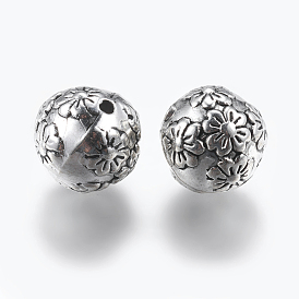 CCB Plastic Beads, Round with Flower