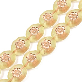 Чешские прессованные стеклянные бусины, овальные с цветком, матовые