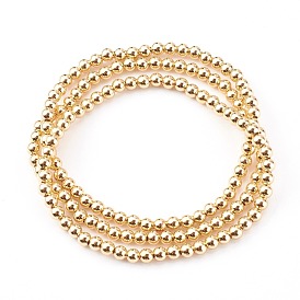 Bracelets extensibles en perles de laiton rondes, bracelets empilables
