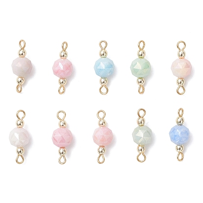 Круглые стеклянные подвески-соединители с гранями, с 304 двойными петлями из нержавеющей стали, золотые