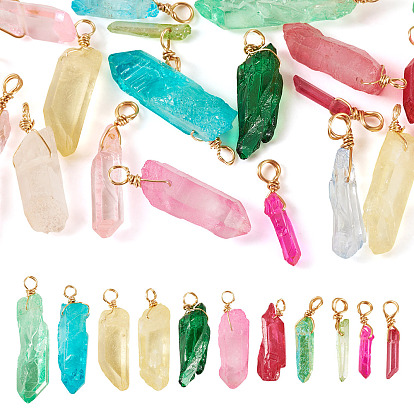 20подвески из натурального окрашенного кварца, с медной проволокой, золотой свет