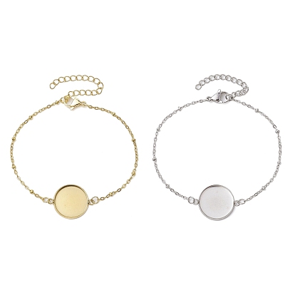 2шт. 2 цвета 304 браслеты из нержавеющей стали с круглыми кабошонами, изготовление браслетов-спутниковых цепей