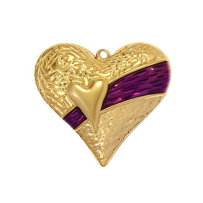 304 нержавеющей стальной эмали подвески, сердце прелести, ионное покрытие (ip), реальный 18 k позолоченный
