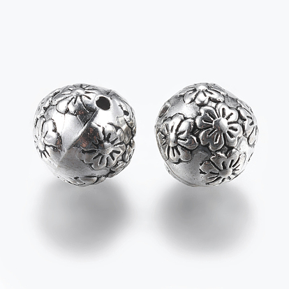 CCB Plastic Beads, Round with Flower