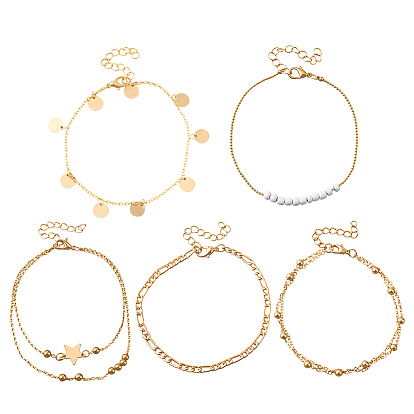 2сумки 10шт. браслеты на ногу из железа, сплава и стеклянных бусин и подвески для женщин