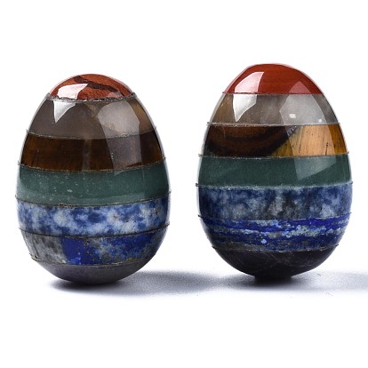 Assembled Natural Red Jasper & Topaz Jade &  Tiger Eye & Green Aventurine & Blue Spot Jasper & Lapis Lazuli & Amethyst Egg Stone, Pocket Palm Stone for Anxiety Relief Meditation Easter Decor