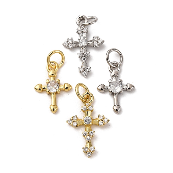 Латунные микро проложить кубического циркония подвески, крест прелести, долговечный, без кадмия и без свинца, стойки покрытие, с целью перехода в кольце