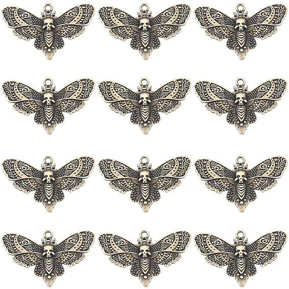 30 шт. Подвески из сплава в тибетском стиле, бабочка с подвесками в виде черепов