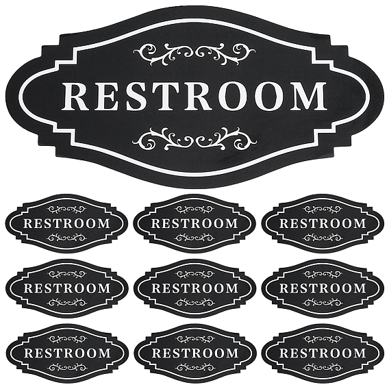 10шт. самоклеящаяся ПВХ этикетка для вывесок, ромб со словом «туалет»