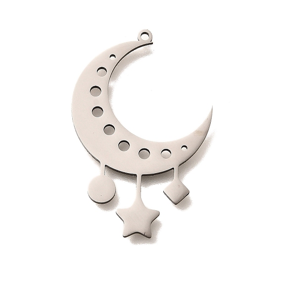 201 подвески из нержавеющей стали, лазерная резка, луна со звездным шармом, анти-тускнение