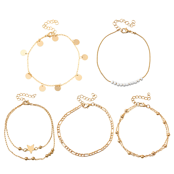 2сумки 10шт. браслеты на ногу из железа, сплава и стеклянных бусин и подвески для женщин