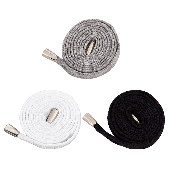 6шт 3 цвета хлопковые шнуры шнурок, со сплавочной фурнитурой