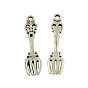 Tibetan Style Zinc Alloy Pendant Rhinestone Settings, Fork, Lead Free & Cadmium Free, 34.4x8.5x3mm, Hole: 2mm, Fit for 1mm Rhinestone, about 333pcs/500g