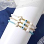 3Pcs Glass Beaded Bracelets, with Pearl Pendants