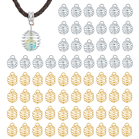 120шт 2 цвета железные пружинные бусины клетка подвески, подвески в полой круглой клетке