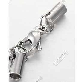 304 Stainless Steel Cord End, with Lobster Claw Clasps, without Heart
