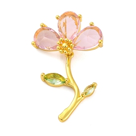 Brass Micro Pave Cubic Zirconia Pendants, Flower