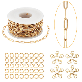 Наборы для самостоятельного изготовления браслетов/ожерельев, в том числе 304 цепочки из нержавеющей стали для скрепок, соединительные кольца и застежки