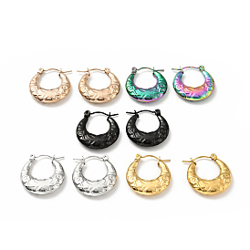 304 Stainless Steel Crescent Moon with Butterfly Hoop Earrings for Women