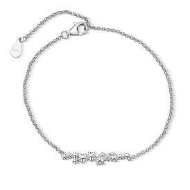 S925 Sterling Silver Star Link Bracelets for Women, Silver