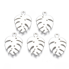 304 Stainless Steel Charms, Tropical Leaf Charms, Monstera Leaf