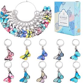 20 шт. 10 цветной сплав эмаль подвески в виде бабочек замки маркеры петель, 304 маркеры с застежками из нержавеющей стали