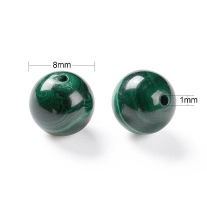 100pcs 8mm perles rondes en malachite naturelle, avec fil de cristal élastique 10m, pour les kits de fabrication de bracelets extensibles bricolage