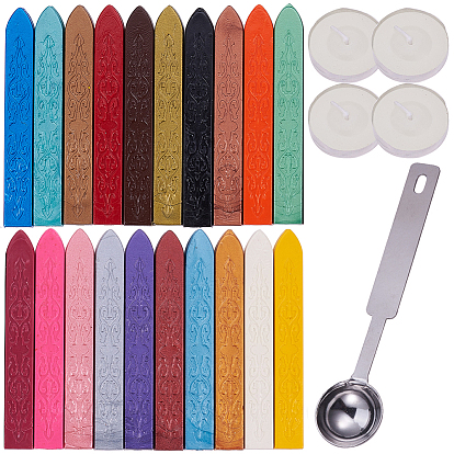 DIY Sealing Wax Stamp Kits, with Sealing Wax Sticks without Wicks, Stainless Steel Spoon and Flat Round Candle