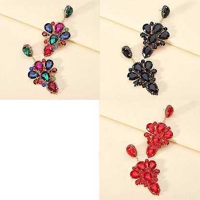 Серьги-гвоздики из сплава со стразами в форме капли, золотые