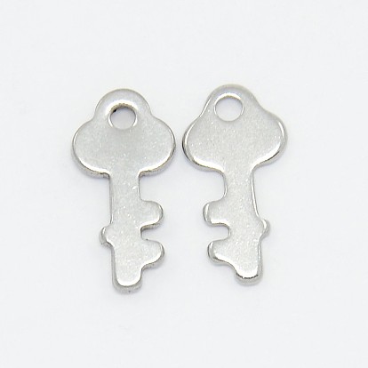 Moda 304 de acero inoxidable colgantes clave collar, 13x7x1 mm, agujero: 1.5 mm