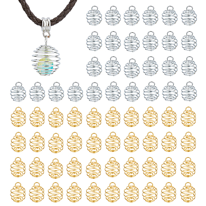 120шт 2 цвета железные пружинные бусины клетка подвески, подвески в полой круглой клетке