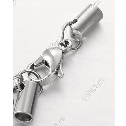 304 Stainless Steel Cord End, with Lobster Claw Clasps, without Heart