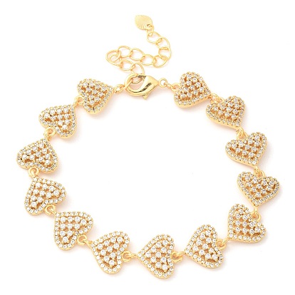 Браслеты-цепочки из латуни с микропаве, прозрачные звенья из кубического циркония, сердечные браслеты для женщин