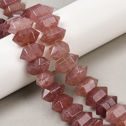 Нити бусин из натурального клубничного кварца с двойными наконечниками, кусковая пуля, граненые