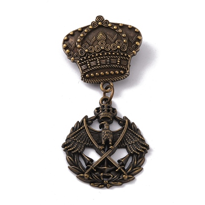 Épinglette pendentif couronne et aigle en alliage de zinc, médaille pendentif breloque broche pour homme