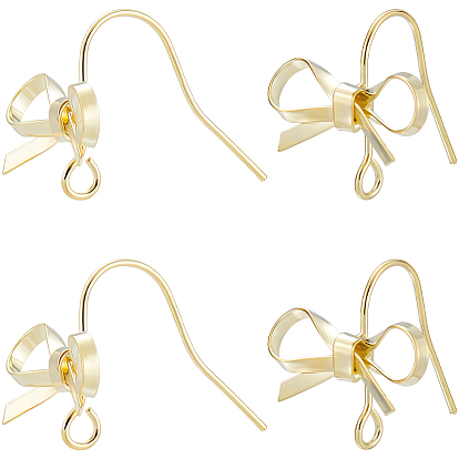 20 шт латунные серьги крючки, с горизонтальной петлей, бантом