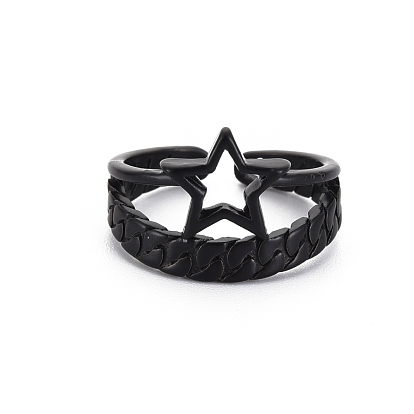 Star Alloy Open Cuff Ring, Chunky Wide Ring for Women, Cadmium Free & Lead Free