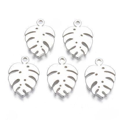 304 Stainless Steel Charms, Tropical Leaf Charms, Monstera Leaf
