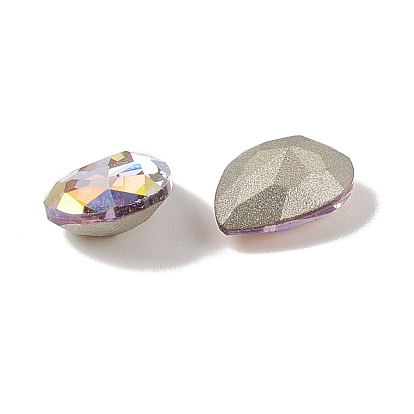 Glass Rhinestone Cabochons, Pointed Back & Back Plated, Teardrop